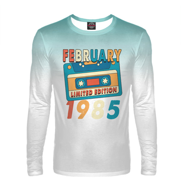 Мужской лонгслив с изображением February 1985 цвета Белый