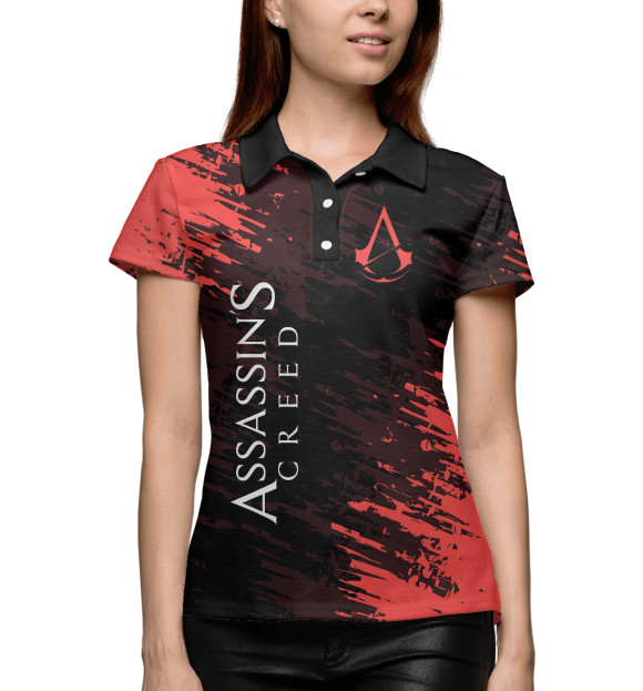 Женское поло с изображением Assassin's Creed цвета Белый