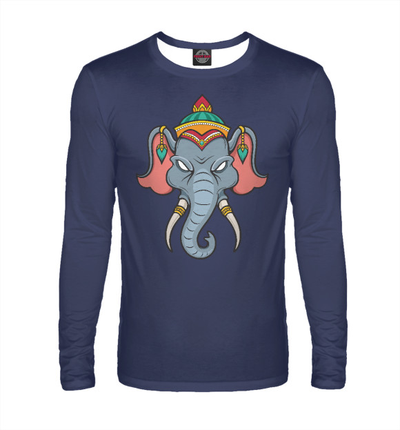 Мужской лонгслив с изображением Elephant цвета Белый
