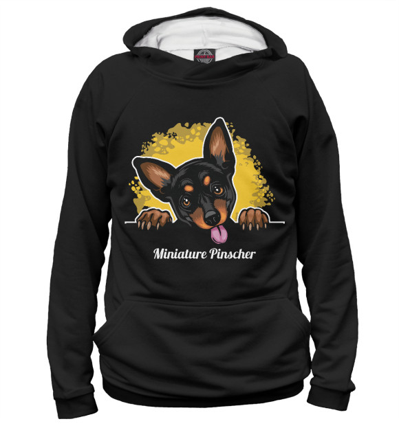 Мужское худи с изображением Pinscher цвета Белый