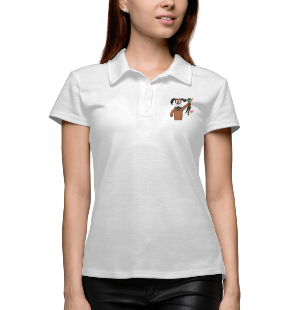 Женское поло с изображением Duck Hunt - The Dog цвета Белый