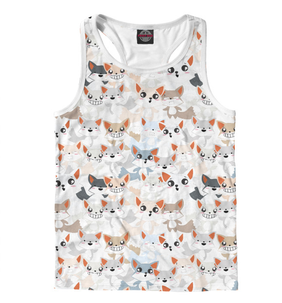 Мужская майка-борцовка с изображением Лисички цвета Белый