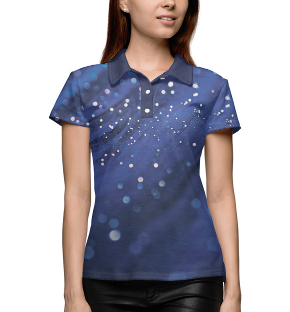Женское поло с изображением Синий жидкий мрамор цвета Белый