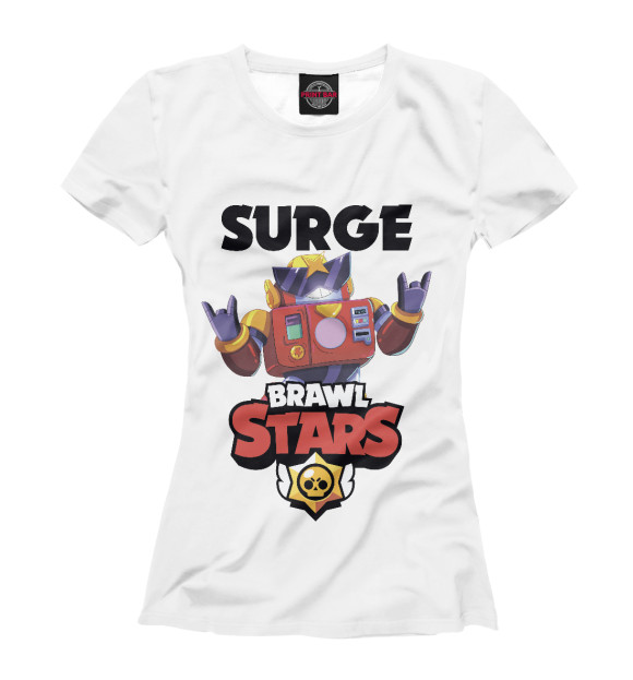 Женская футболка с изображением Brawl Stars SURGE цвета Белый