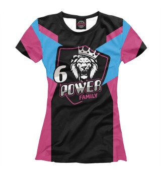 Футболка для девочек 6 power family на розовом фоне