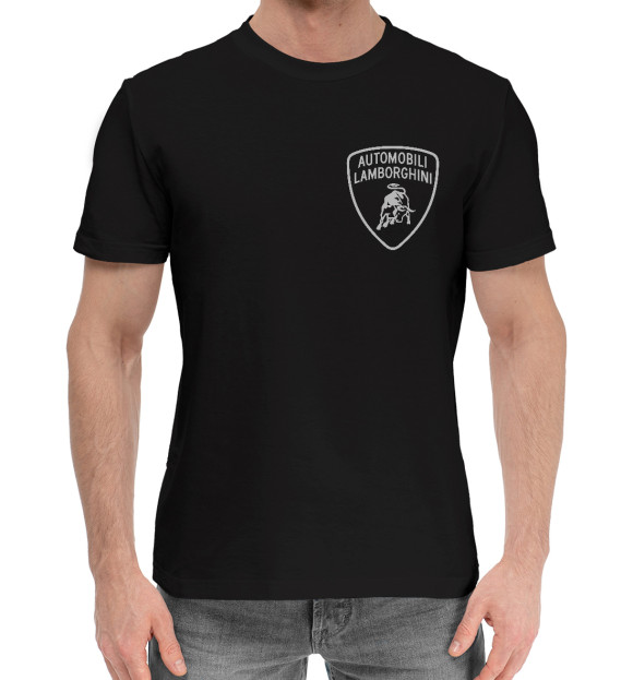 Мужская хлопковая футболка с изображением Ламборгини цвета Черный