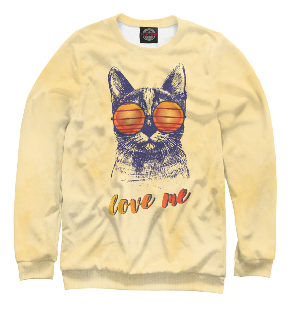 Свитшот для девочек с изображением Cat Love me цвета Белый