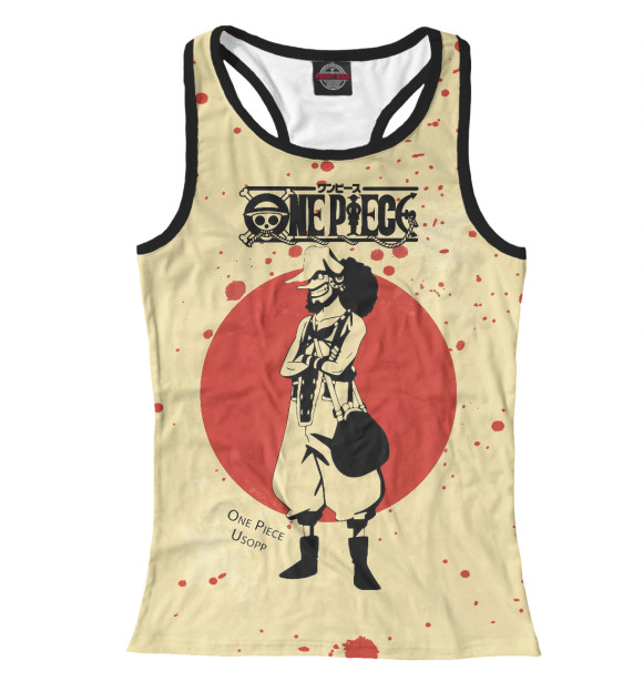 Женская майка-борцовка с изображением One Piece Большой куш цвета Белый