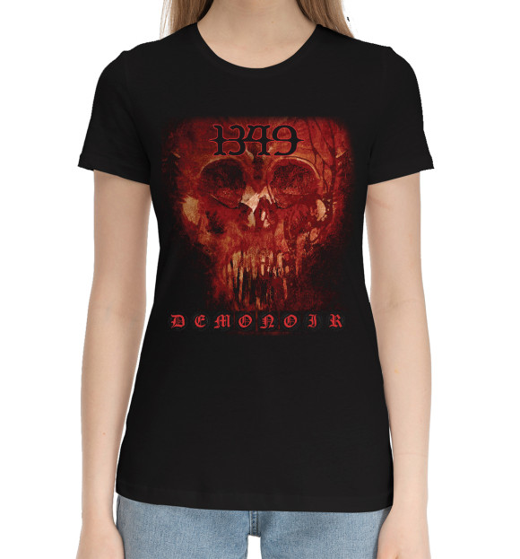 Женская хлопковая футболка с изображением 1349-2010-demonoir цвета Черный