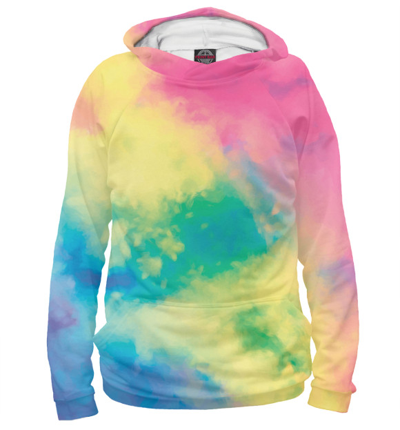 Женское худи с изображением Краски Холи цвета Белый