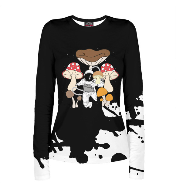 Женский лонгслив с изображением Space Astronaut Psychedelic цвета Белый