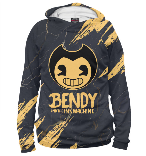 Мужское худи с изображением Bendy and the ink machine цвета Белый