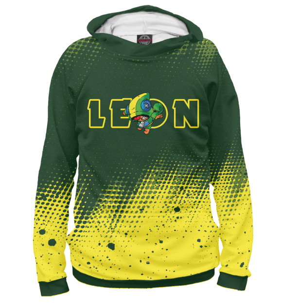 Мужское худи с изображением Brawl Stars Leon / Леон цвета Белый