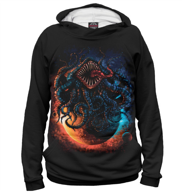 Мужское худи с изображением Azathoth цвета Белый