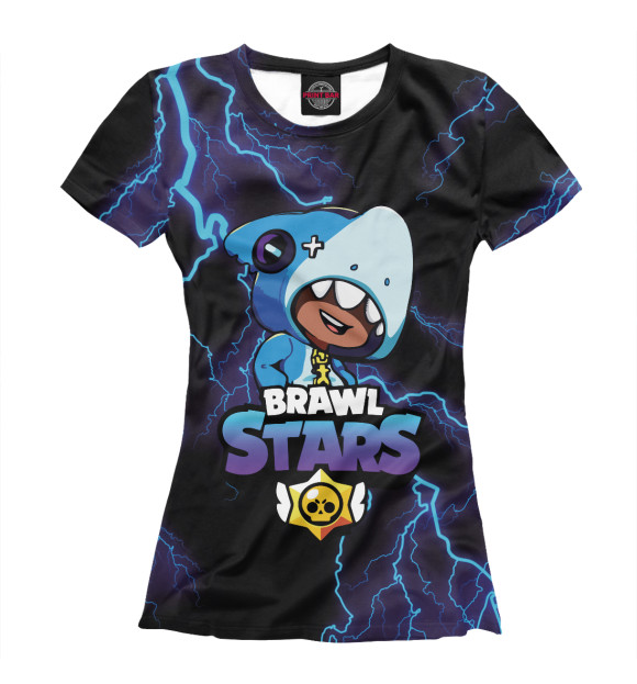 Футболка для девочек с изображением Brawl Stars Leon \ Молния цвета Белый