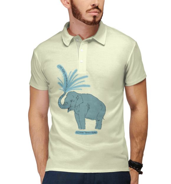 Мужское поло с изображением Слониха цвета Белый
