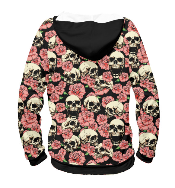 Мужское худи с изображением Skull&Rose цвета Белый