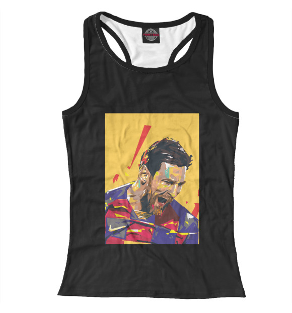 Женская майка-борцовка с изображением Messi цвета Белый