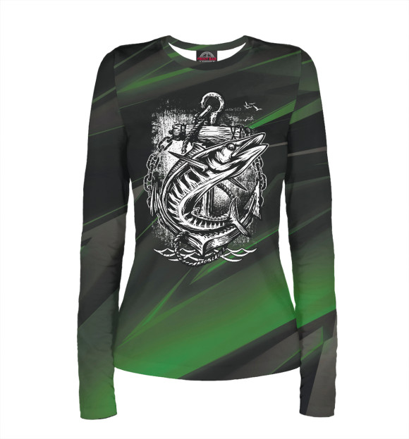 Женский лонгслив с изображением Рыбалка цвета Белый