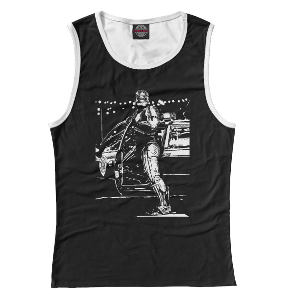 Майка для девочки с изображением RoboCop BW цвета Белый