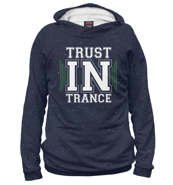 Мужское худи с изображением Trust in trance цвета Белый