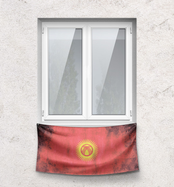 Флаг с изображением Флаг Кыргызстана цвета Белый