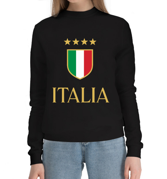 Женский хлопковый свитшот с изображением Italia цвета Черный