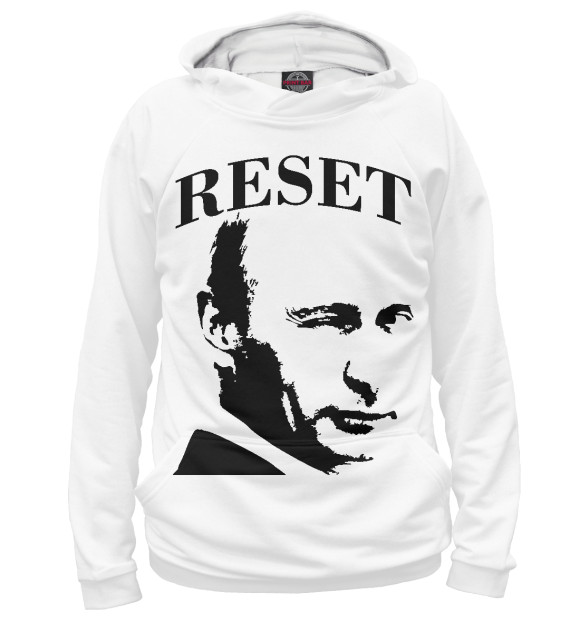 Женское худи с изображением Путин reset цвета Белый