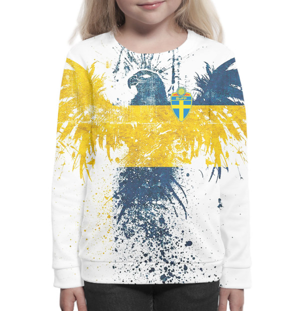 Свитшот для девочек с изображением Сборная Швеции цвета Белый