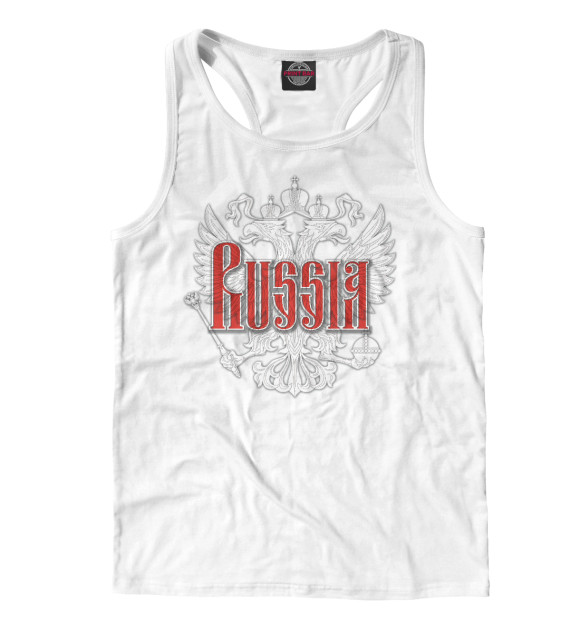 Мужская майка-борцовка с изображением Coat of arms of Russia цвета Белый