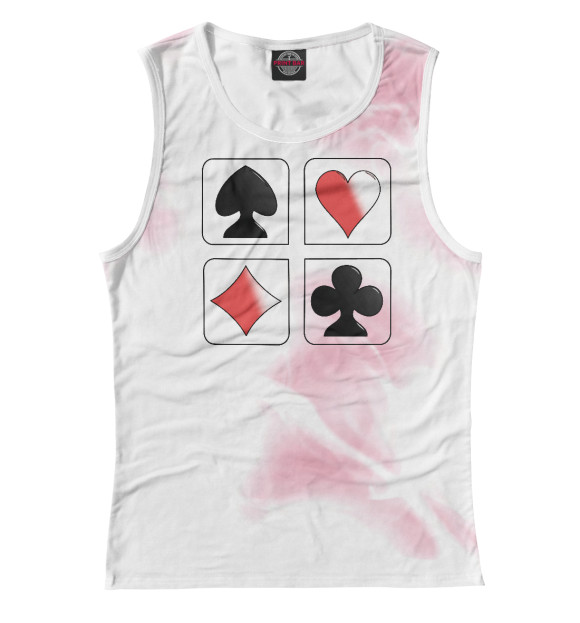 Женская майка с притом Playing Cards цвета Белый Женская майка с изображением Playing Cards цвета Белый