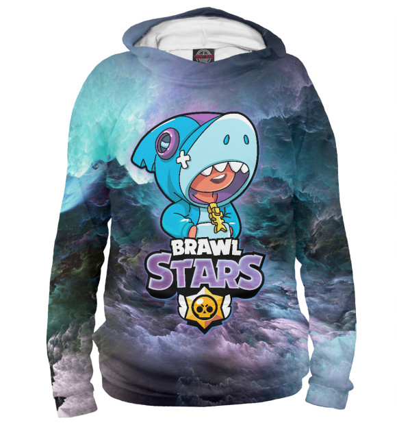 Женское худи с изображением Space Leon Shark цвета Белый