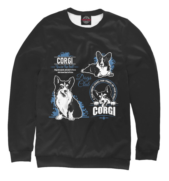 Женский свитшот с изображением Corgi цвета Белый