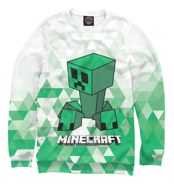 Женский свитшот с изображением Minecraft Creeper Logo цвета Белый