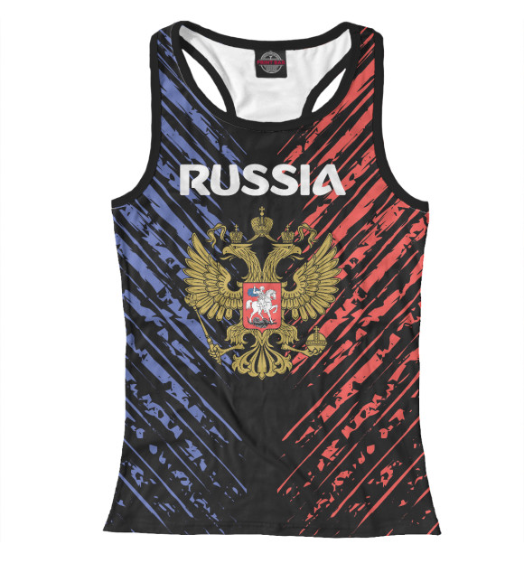 Женская майка-борцовка с изображением RUSSIA цвета Белый