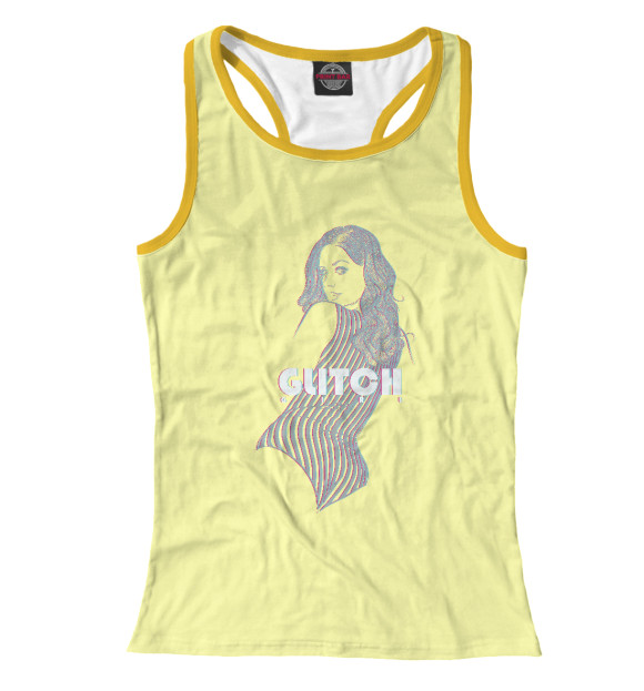 Женская майка-борцовка с изображением Glitch Girl цвета Белый