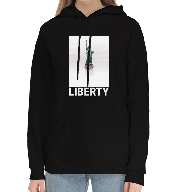 Женский хлопковый худи с изображением Liberty цвета Черный