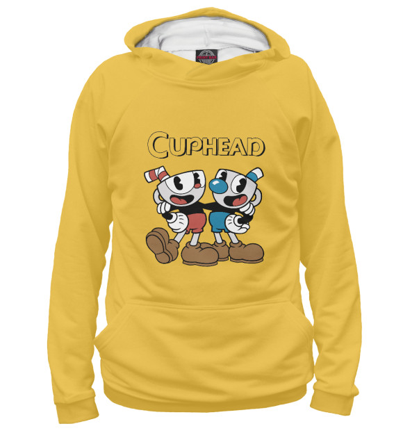 Женское худи с изображением Cuphead цвета Белый