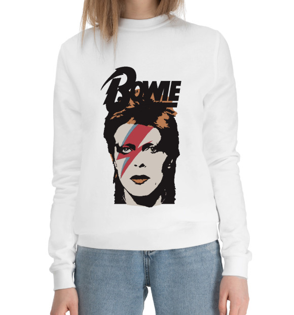 Женский хлопковый свитшот с изображением David Bowie цвета Белый