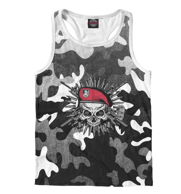 Мужская майка-борцовка с изображением Спецназ ГРУ цвета Белый