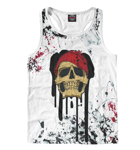 Мужская майка-борцовка с изображением Череп - прошлое цвета Белый