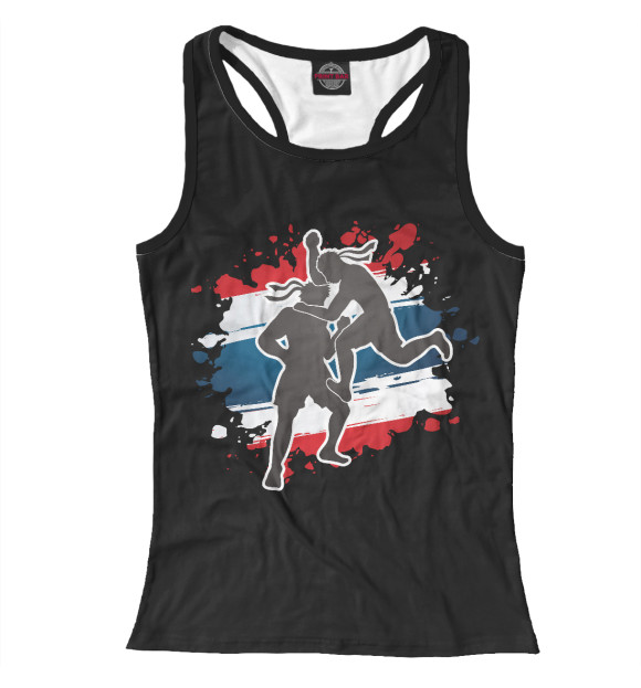 Женская майка-борцовка с изображением Бойцы цвета Белый