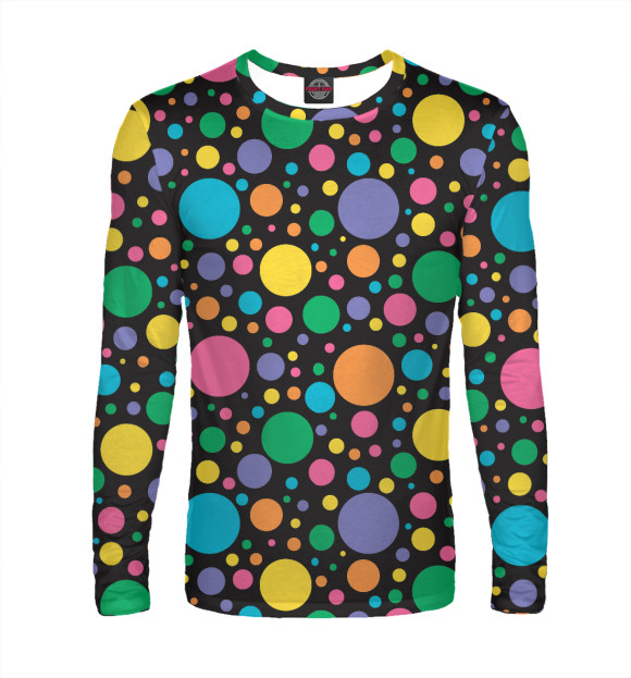 Мужской лонгслив с изображением Разноцветные шарики цвета Белый