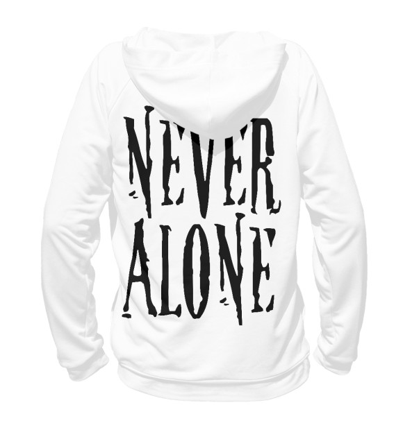 Мужское худи с изображением Never alone цвета Белый