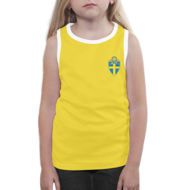 Майка для девочки с изображением Сборная Швеции цвета Белый