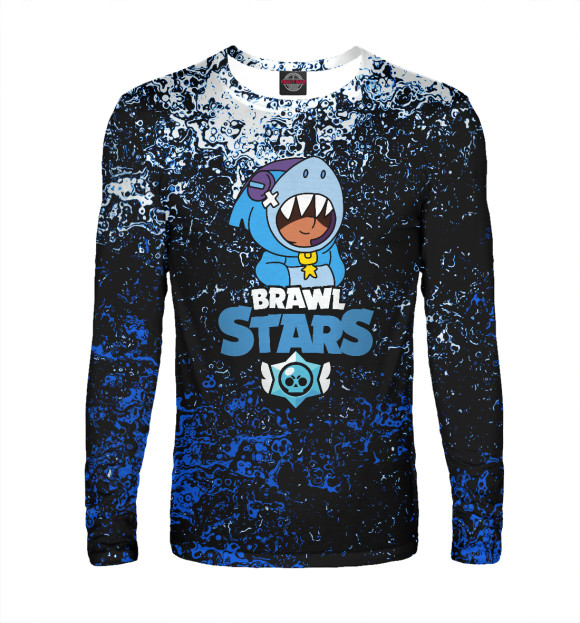Мужской лонгслив с притом Brawl Stars цвета Белый Мужской лонгслив с изображением Brawl Stars цвета Белый