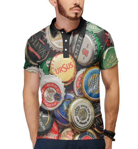 Мужское поло с притом Пивная тема цвета Белый Мужское поло с изображением Пивная тема цвета Белый