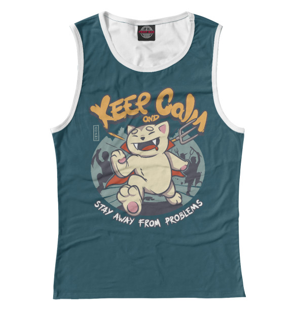 Майка для девочки с изображением Keep Calm and Stay Away From Problems цвета Белый