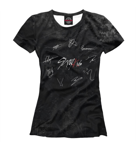 Футболка для девочек с изображением Stray Kids автографы цвета Белый