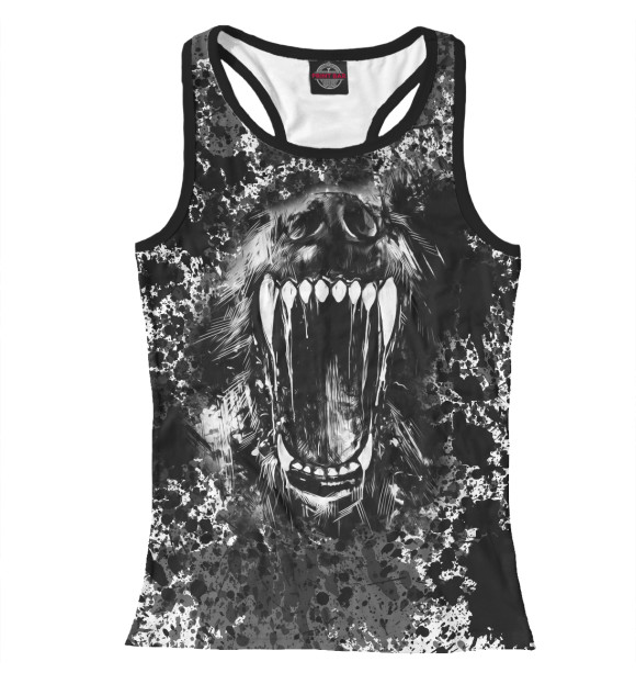 Женская майка-борцовка с изображением Волчья пасть цвета Белый